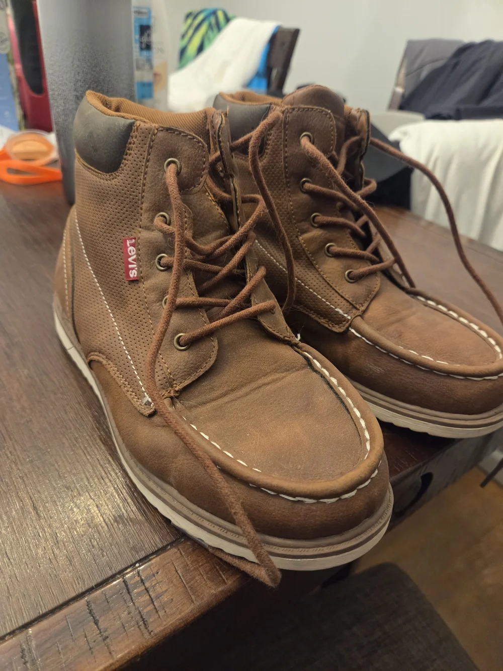 Levi's Kids (Boys) Brown Leather Moc Toe Work Boots